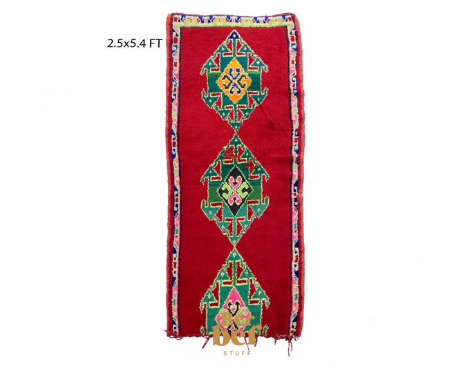 Small Moroccan colorful boho area rug 3x5.