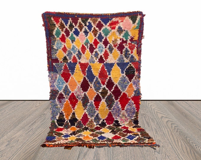 Colorful 3x6 ft Moroccan vintage Berber area rug !