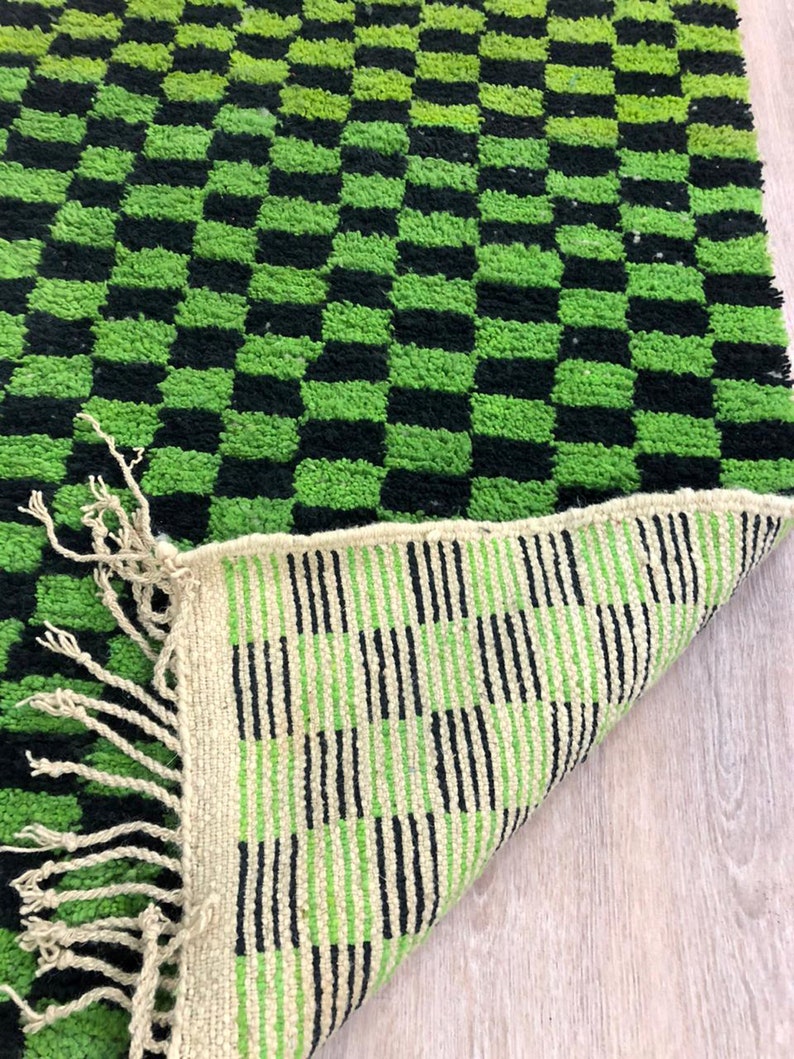 Moroccan Checkered Rug Checkered Morrocan Rug Green Moroccan Etsy