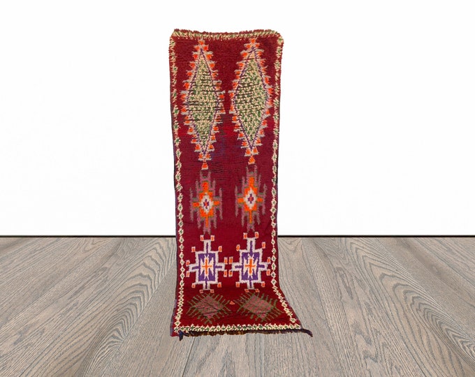 3x8 ft Moroccan vintage runner, woven Azilal Berber runner rug!