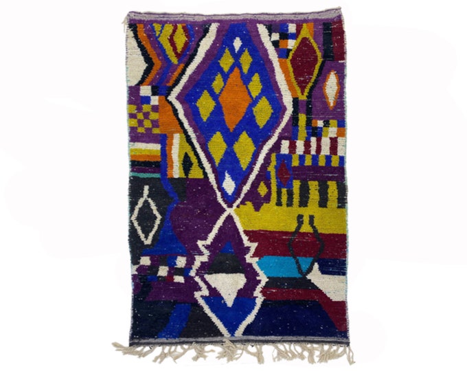 Unique Colorful Moroccan Berber Rug, Handmade Custom Wool Area Rug.