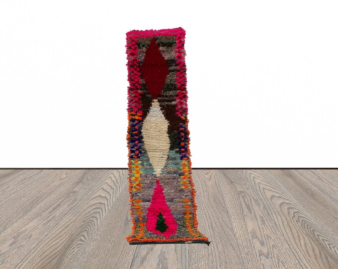 2x7 woven Moroccan colorful runner rug.