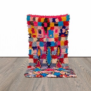Boucherouite Moroccan vintage rug 3x6 ft.