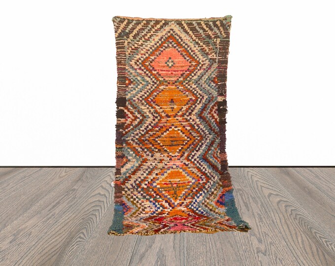 Colorful Moroccan vintage rug 3x7 ft!
