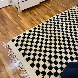 Moroccan Berber checkered black and white rug!