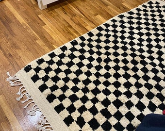 Moroccan Berber checkered black and white rug!
