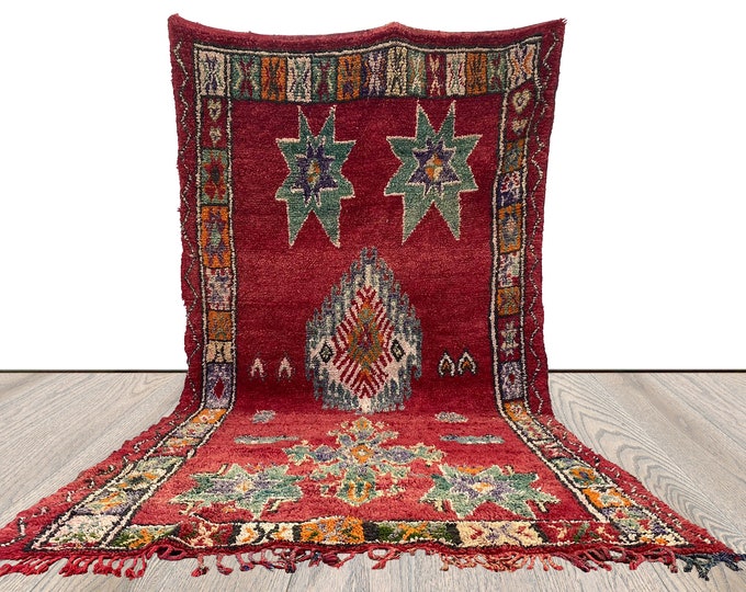 6x11 ft. Woolen Vintage Large area Rug, Moroccan Berber woven Rugs.