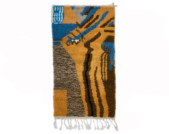 Beautiful Handmade Custom Area Rug, Vibrant Moroccan Berber Wool Rug.