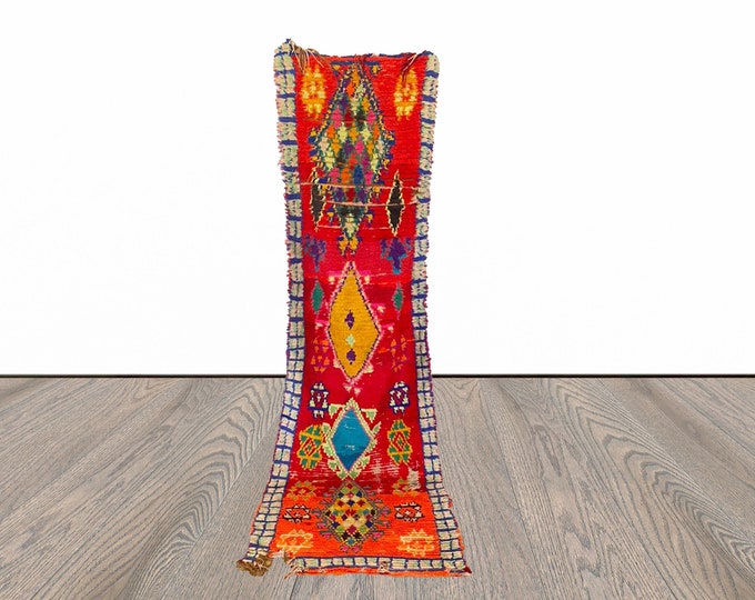 3x9 ft Moroccan vintage runner rug, Azilal woven Berber runner!