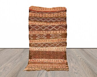 Moroccan vintage berber Kilim rug  3x5 ft!