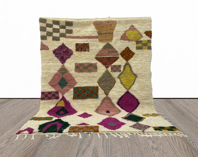 Handmade Colorful Bohemian Rug, Moroccan Rug Inspired for Living Room.