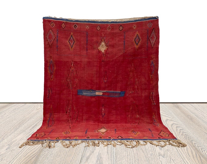 4x5 ft Unique vintage kilim rug, Moroccan Berber rug.