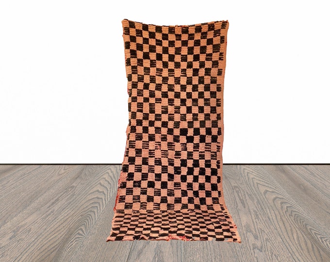 3x9 ft vintage checkered Moroccan runner rug!