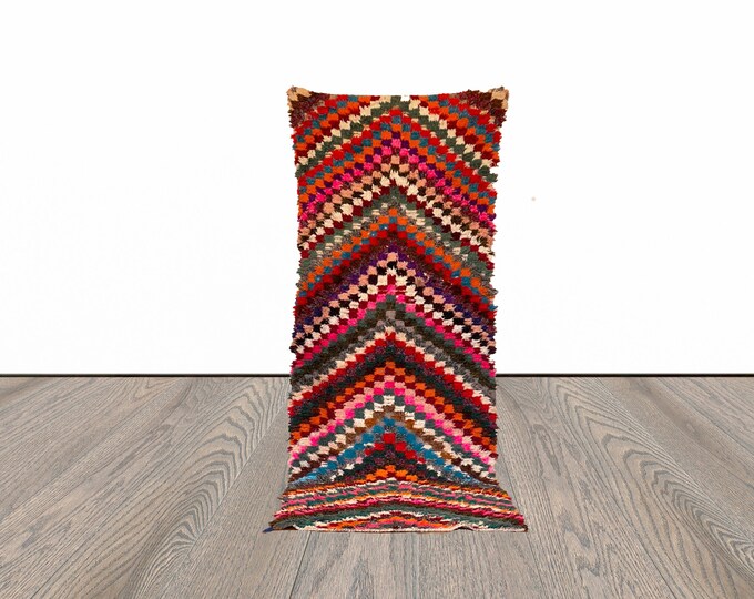 Moroccan vintage colorful runner rug 3x9 ft!