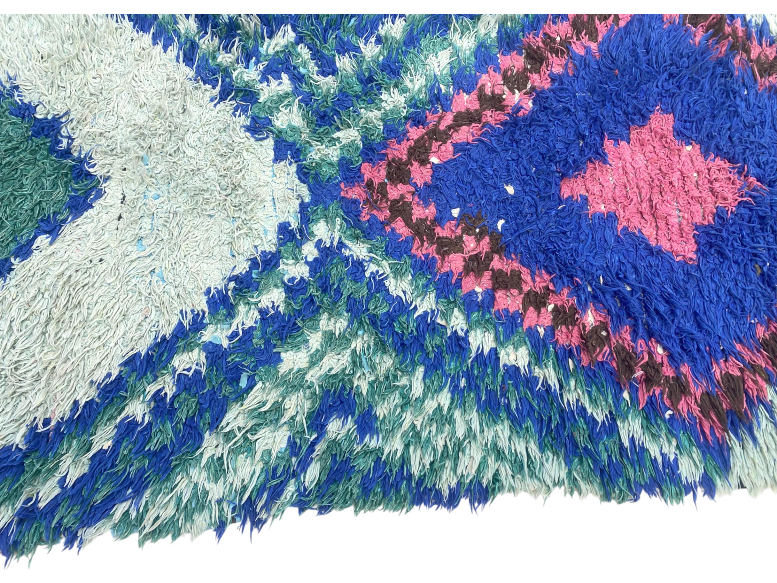 ヴィンテージ モロッコ ランナーラグ：3x8 ハンドノット ダイヤモンド