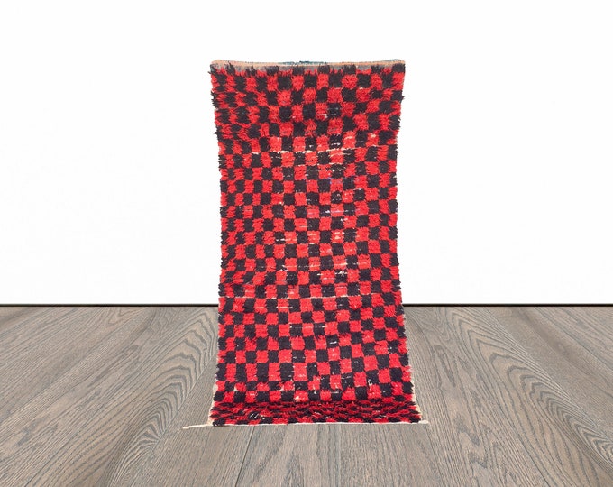 checkered Moroccan Berber rug 3x7 ft!