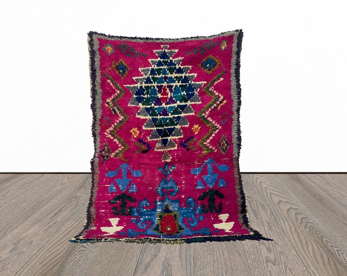 Small colorful tribal vintage 3x5 rug.