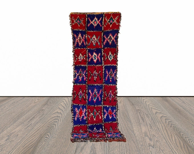 Vintage Moroccan colorful runner 3x8 ft!