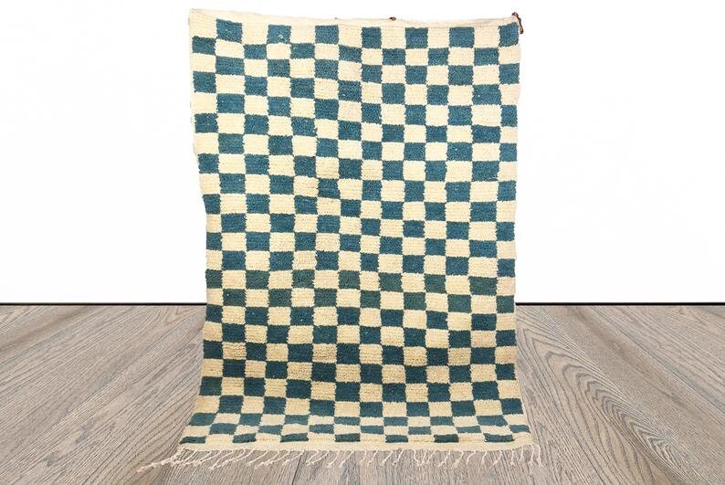 Light Blue Moroccan Checkered rug!