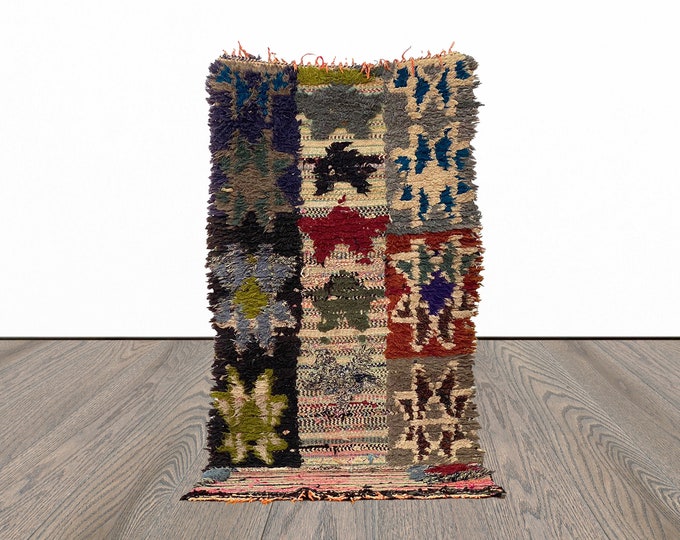 3x6 Vintage Small area Rug, Berber Moroccan Handwoven Rugs.