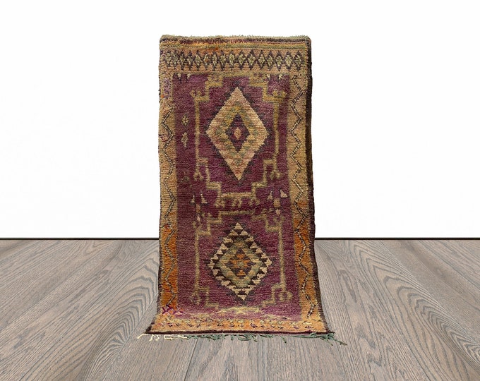 4x8 Soft Woolen Moroccan Vintage Runner Rug.