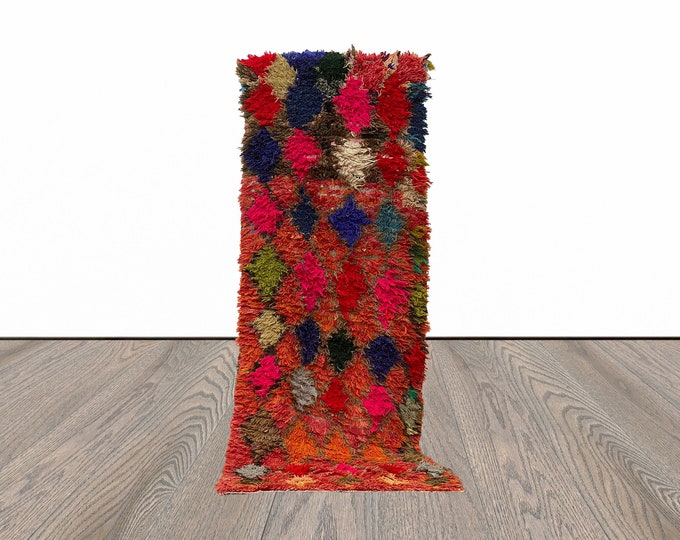 3x8 Berber Diamond Moroccan Vintage Runner Rug.