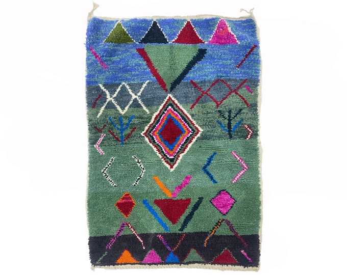 Handwoven Colorful Berber Rug: Moroccan Handwoven Custom area rug.