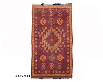 5x8 Moroccan Vintage Area Rug: Authentic Wool Boho Rug!