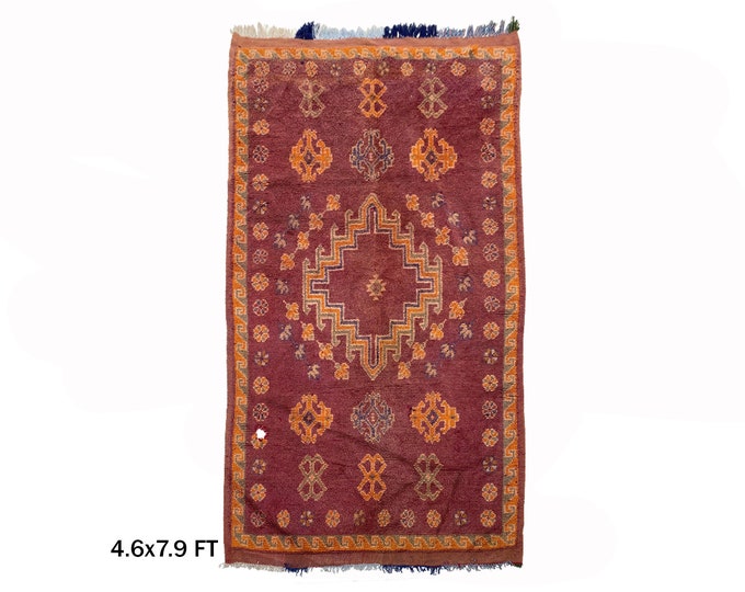 5x8 Moroccan Vintage Area Rug: Authentic Wool Boho Rug!