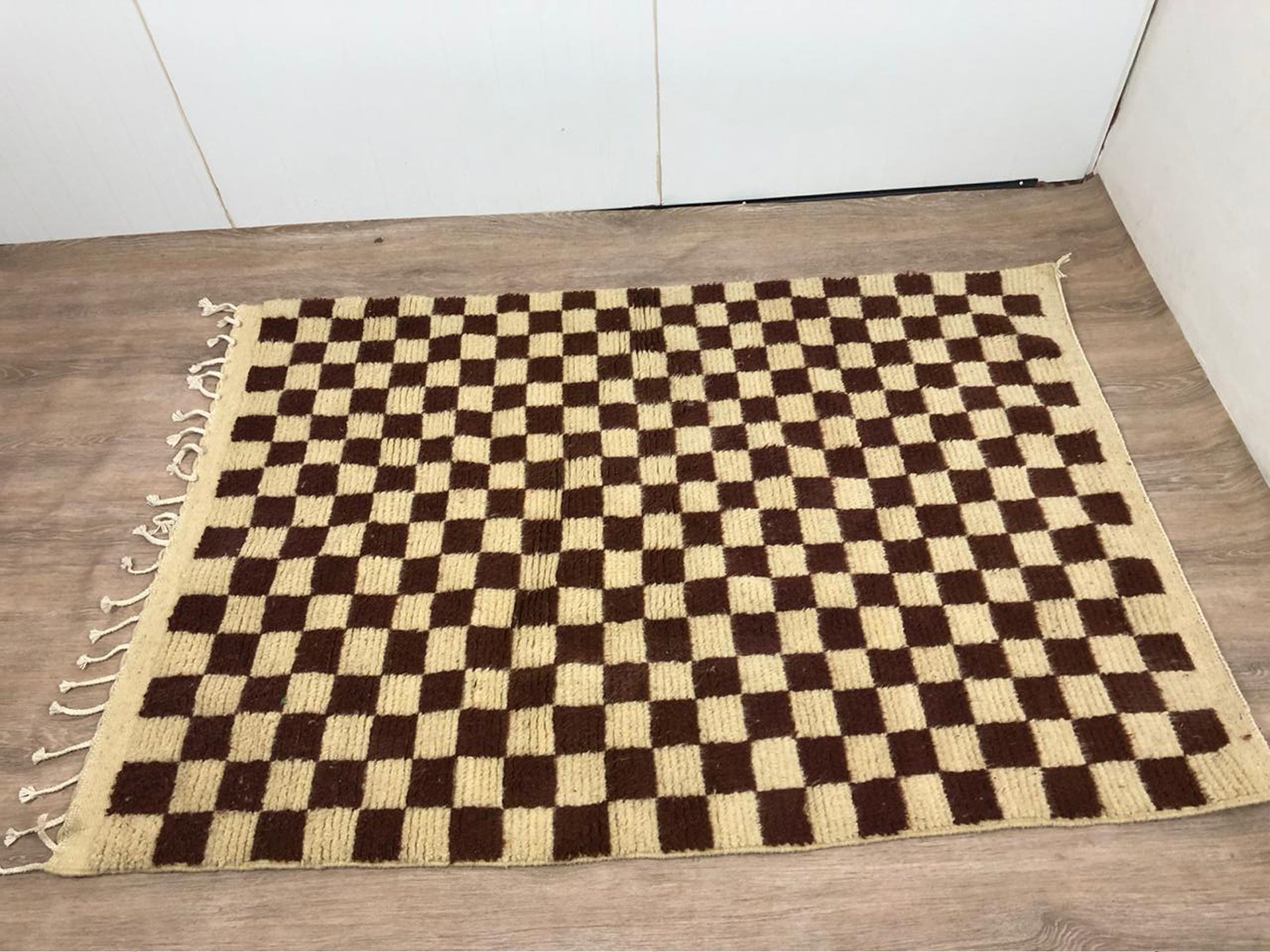 Brown Berber Checkered area rug Moroccan checkerboard rug Etsy