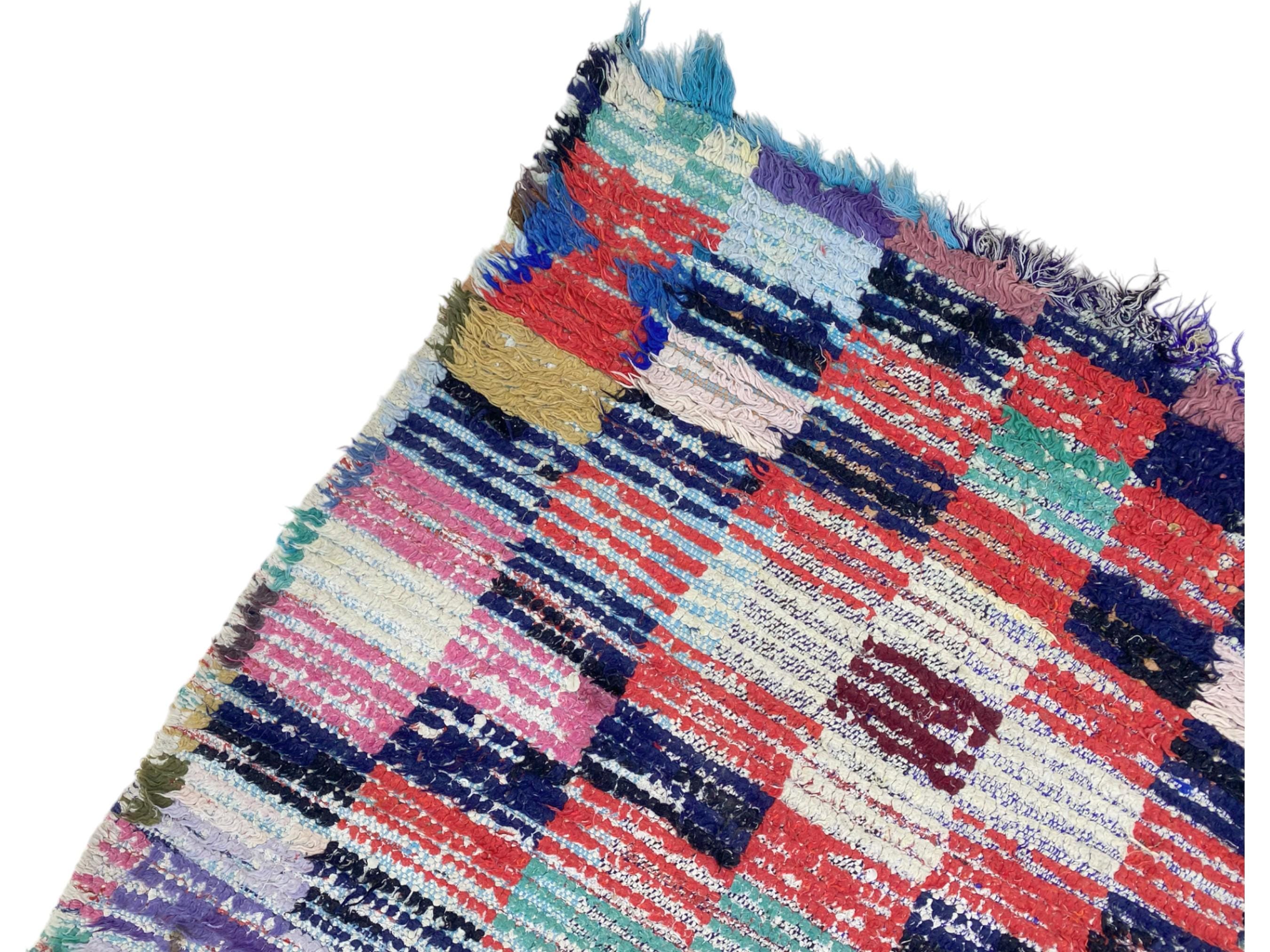 ヴィンテージ モロッコ製 カラフルチェックラグ ヴィンテージ モロッコ