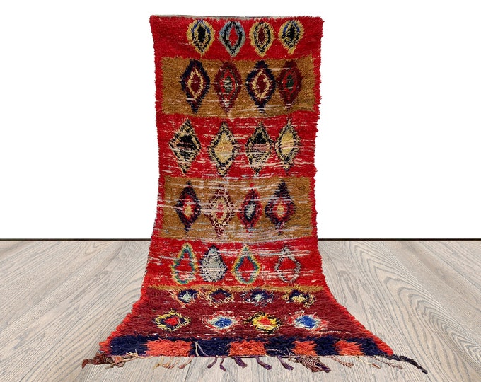 3 x 10 feet, long runner rug, moroccan tribal woven rug.
