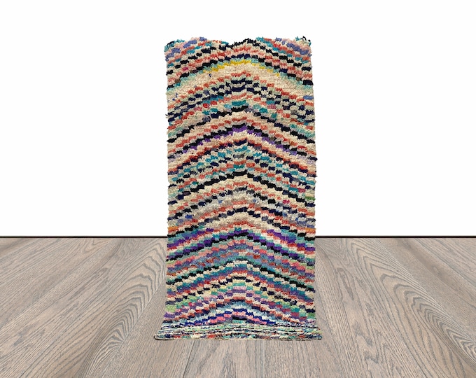 3x7 Colorful Boucherouite Moroccan Vintage Runner.