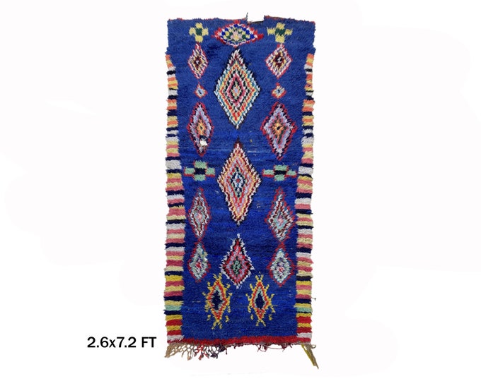 3x7 Colorful Moroccan Runner Rug: Vintage Boho Style.