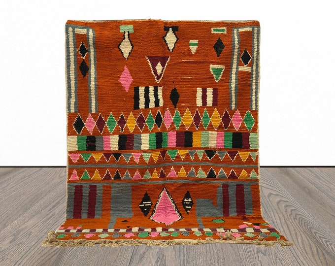 Unique Colorful Area Rug, Handwoven Moroccan Berber Rug.