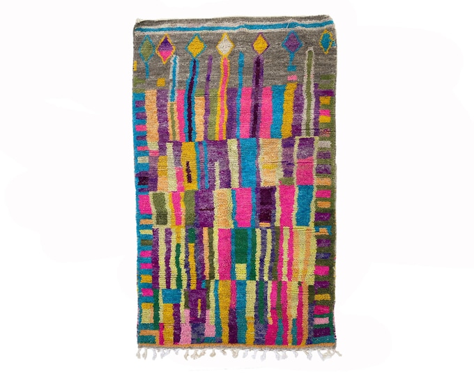 Colorful Moroccan Berber Rug, Handwoven Wool area Rug!