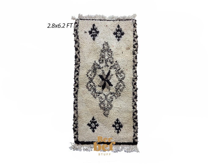 Moroccan woven soft Wool rug runner 3x6 ft!
