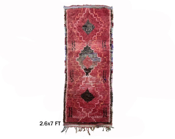Used Moroccan Vintage Runner Rug: Authentic Tribal Style!