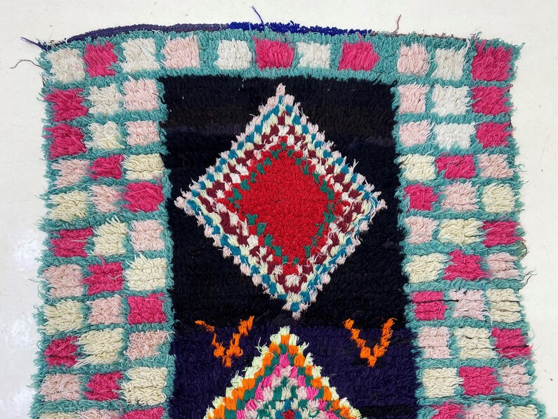 Narrow Moroccan Colorful 3x9 Runner, Diamond Vintage Rug Runner. Etsy
