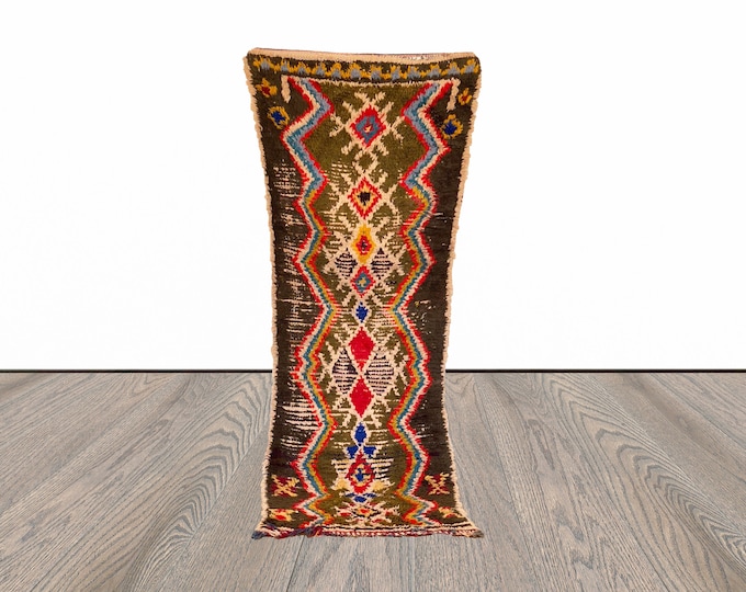 3x7 ft Moroccan vintage Berber rug, Azilal woven area rug!