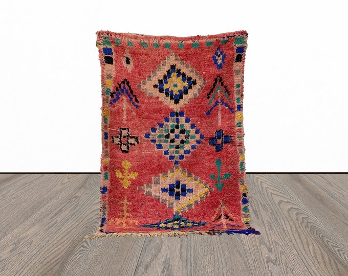 Moroccan small Berber area 3x5 rug.