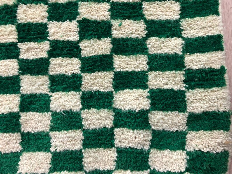 Green Checkered rug Berber area rug Checker rug large Etsy