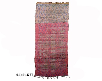 4x11 Large Moroccan Vintage Runner: Unique and Colorful Home Decor Rug!
