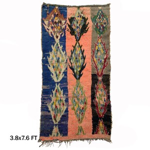 Moroccan Rug, 4x8 Artistic Vintage Colorful Rug, Berber Home Decor.