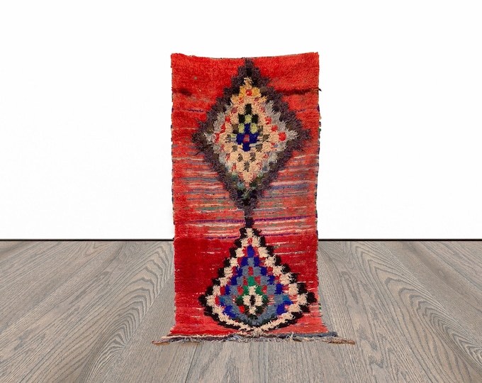 Moroccan vintage Berber rug 3x7 ft!