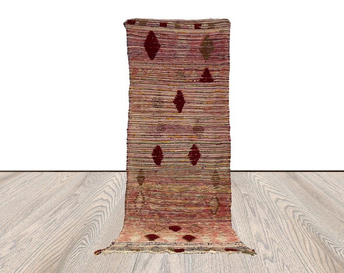 abstract berber Moroccan narrow runner rug, 2x7 ft.