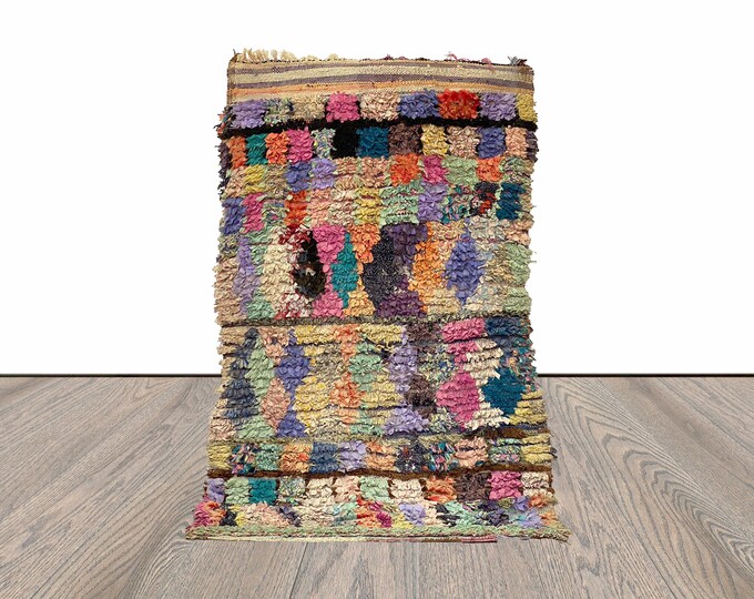 4x6 Feet Colorful Boucherouite Area Rug.