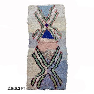 3x6 Moroccan Unique Boucherouite Runner Rug.