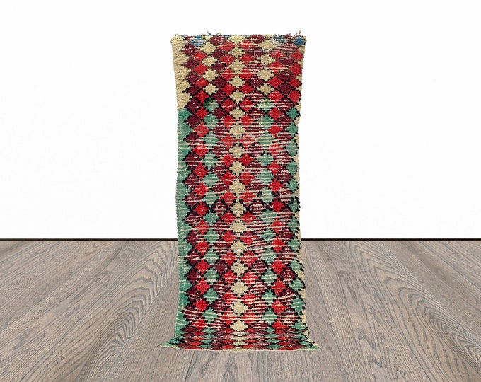 2x7 Colorful Diamond Vintage Rug Runner.