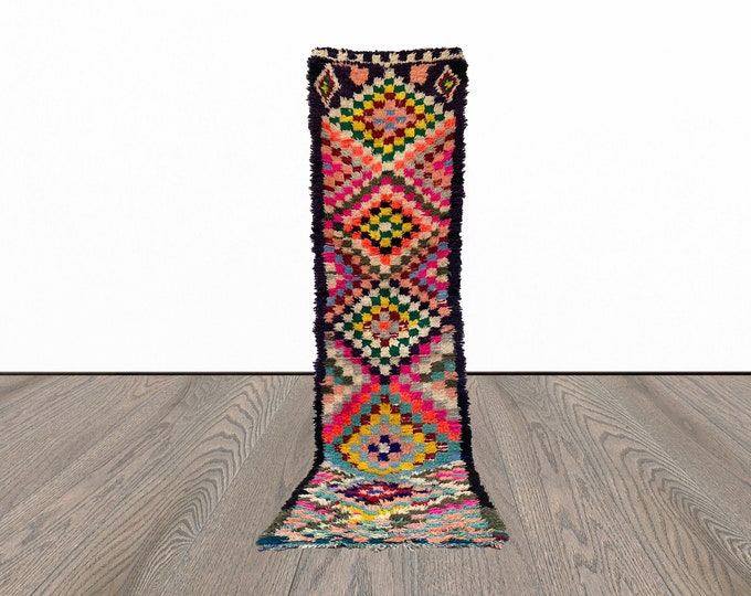 Long Moroccan checker 2.5x10 runner rug.